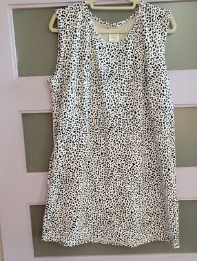Serra Black and White Leopard-Print Midi Dress